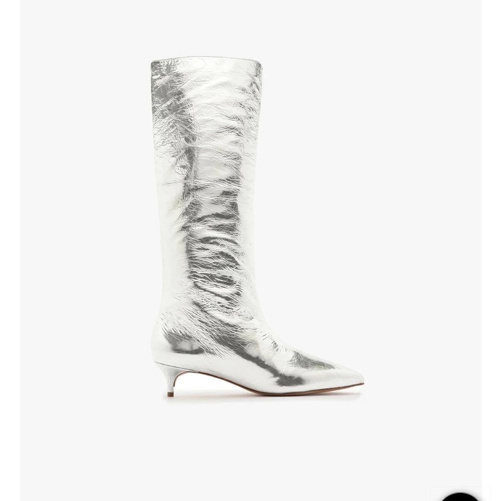 Shimmering Silver High Boots